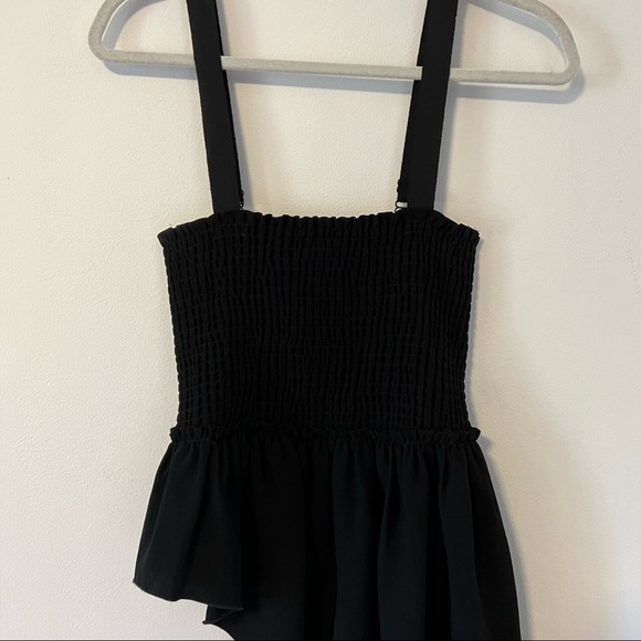 CINQ A SEPT Kaira Top, Black Asymmetrical Tank with Thick Straps - Picture 4 of 11
